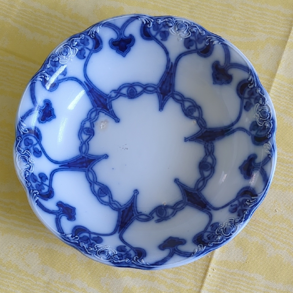 Vintage Flow Blue Bowl Porcelain Bowl. Signed.